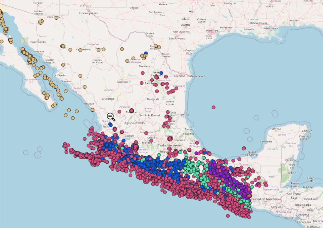 Análisis conglomerados en sismos ocurridos en México durante cierto periodo de tiempo