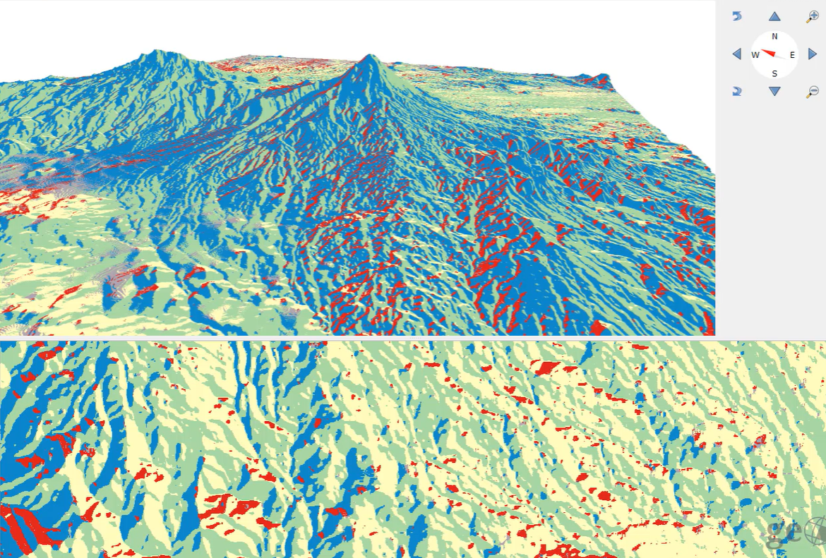 Visualización en 3D de Orientaciones del Popocatepetl e Iztaccíhuatl