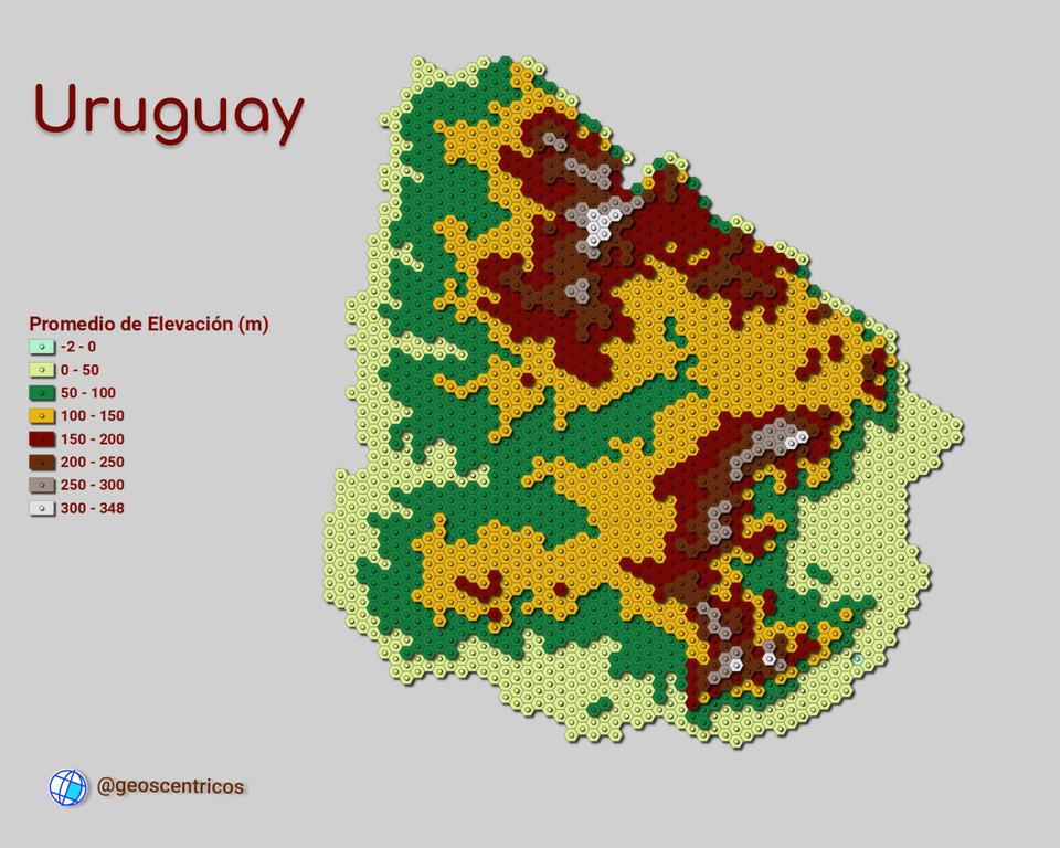 mapa de elevacion de Uruguay